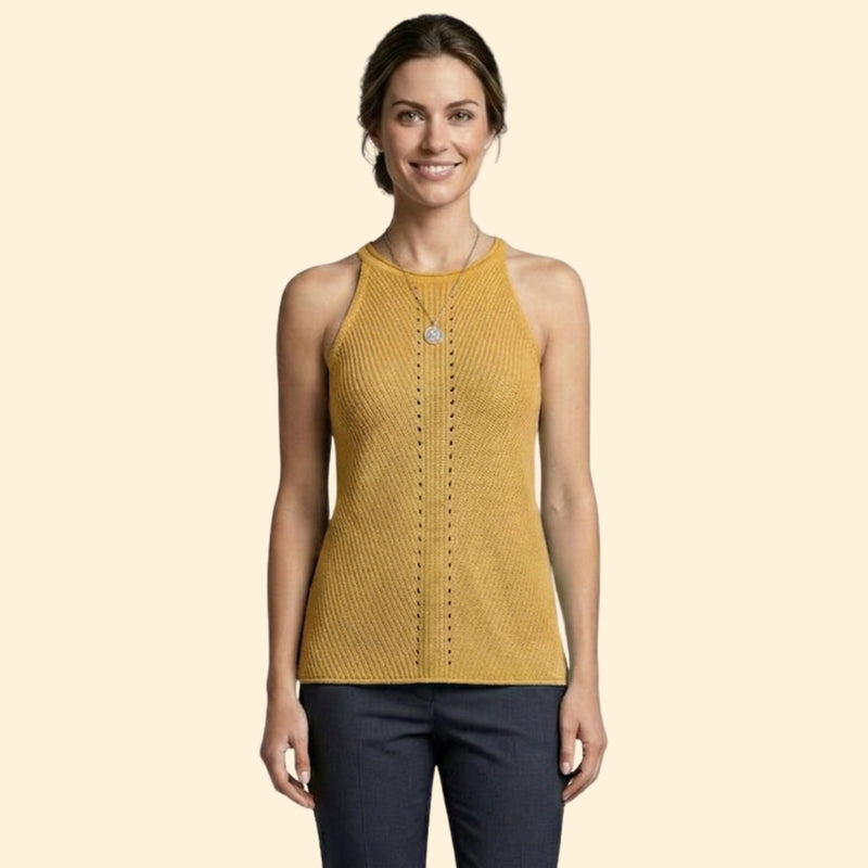Women's Sleeveless Top with Ribbed Texture