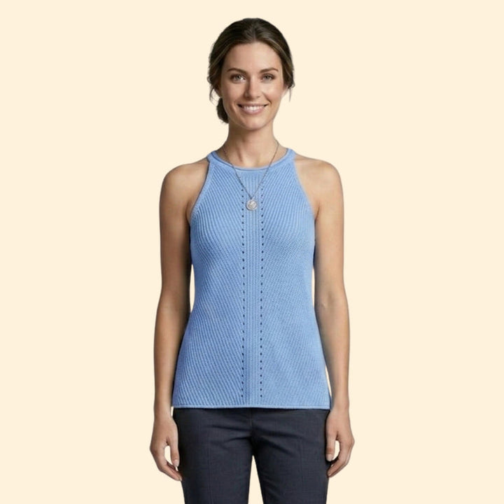 Women's Sleeveless Top with Ribbed Texture