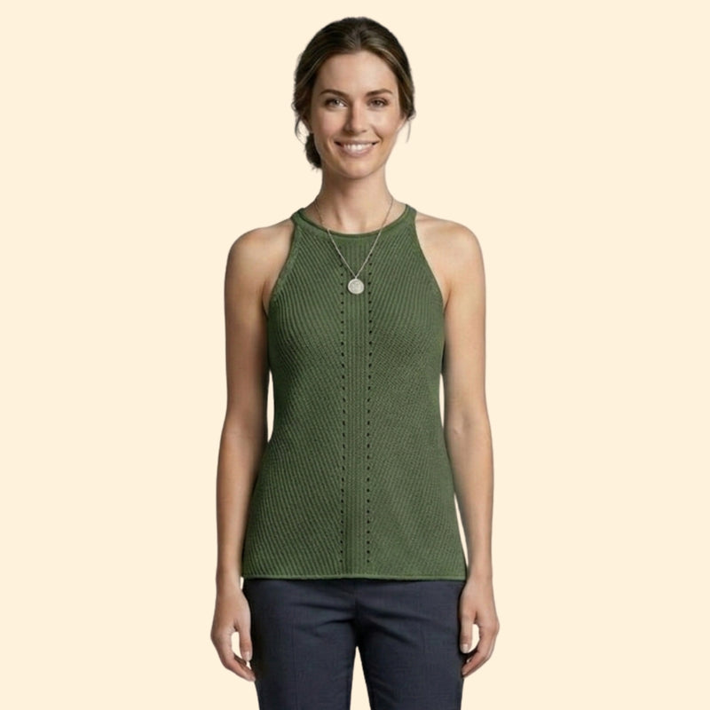 Women's Sleeveless Top with Ribbed Texture