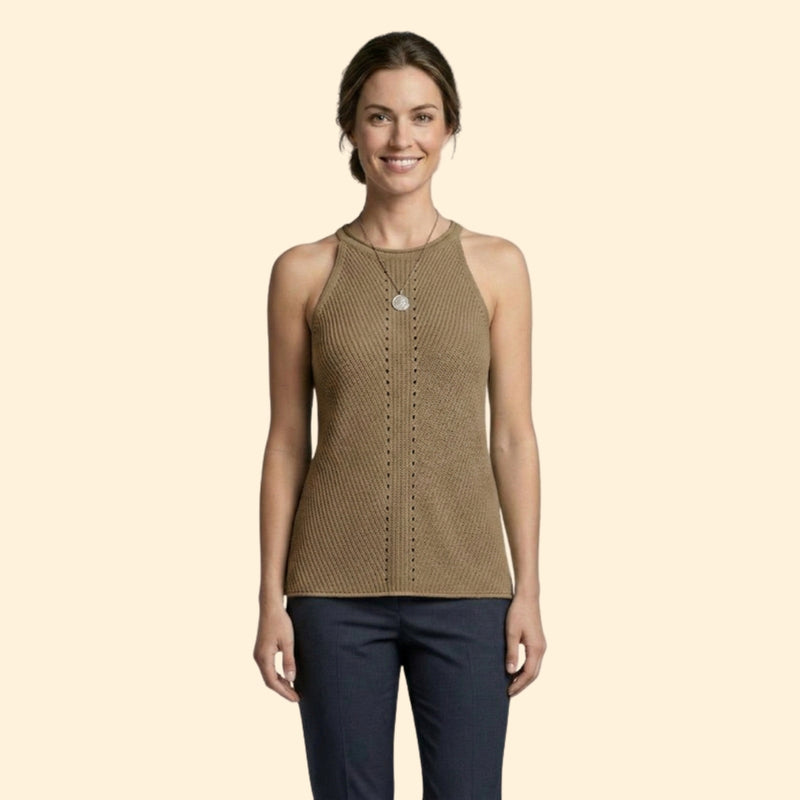 Women's Sleeveless Top with Ribbed Texture