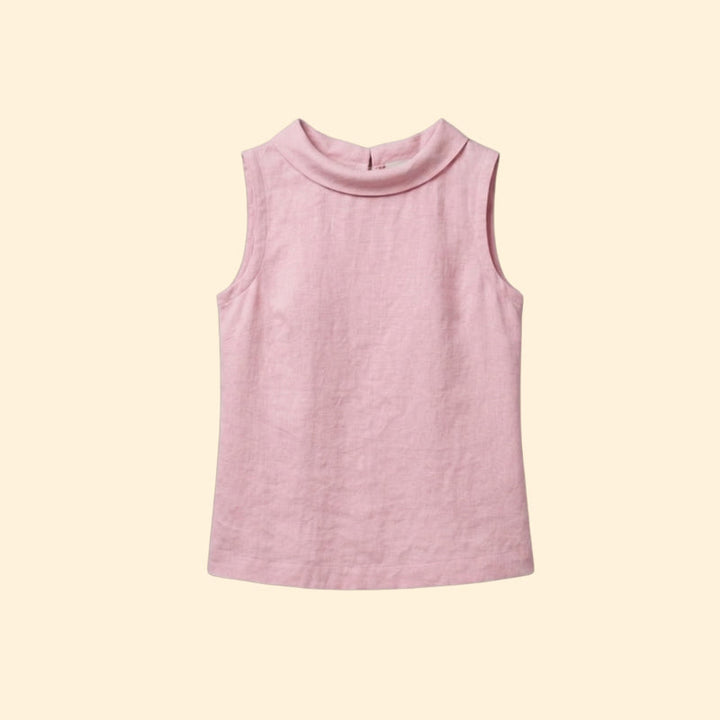 Women’s Sleeveless Top with Rolled Collar