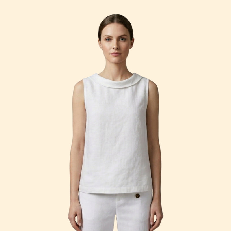 Women’s Sleeveless Top with Rolled Collar