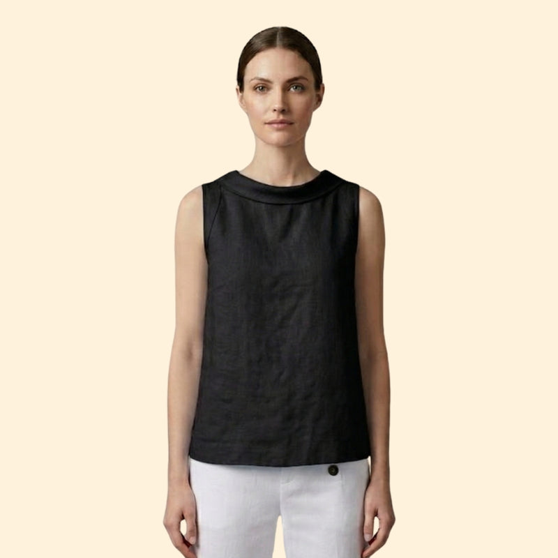 Women’s Sleeveless Top with Rolled Collar