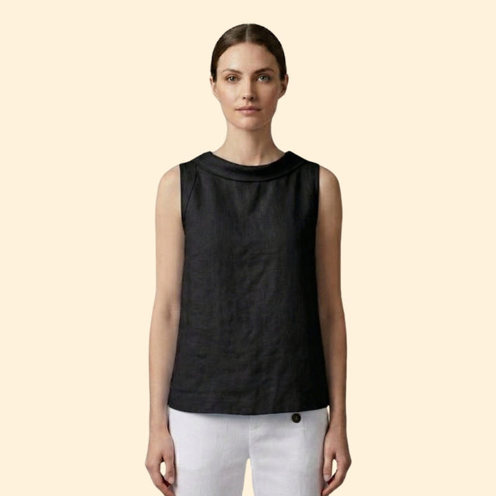 Women’s Sleeveless Top with Rolled Collar
