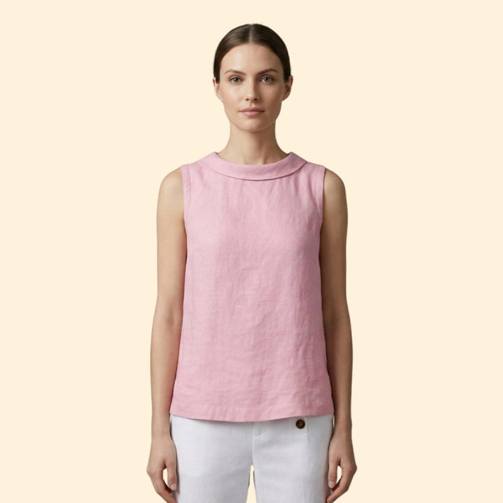 Women’s Sleeveless Top with Rolled Collar