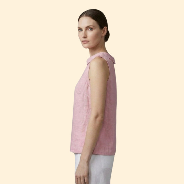Women’s Sleeveless Top with Rolled Collar