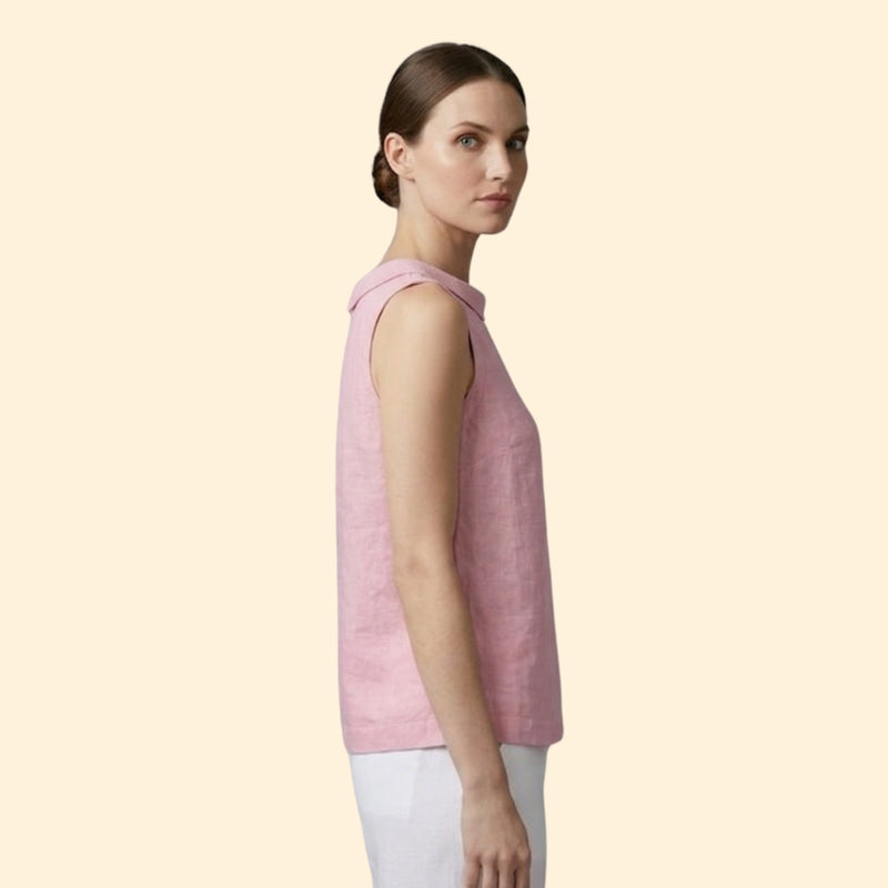 Women’s Sleeveless Top with Rolled Collar