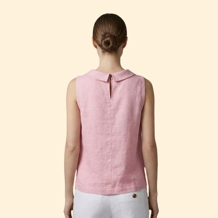 Women’s Sleeveless Top with Rolled Collar
