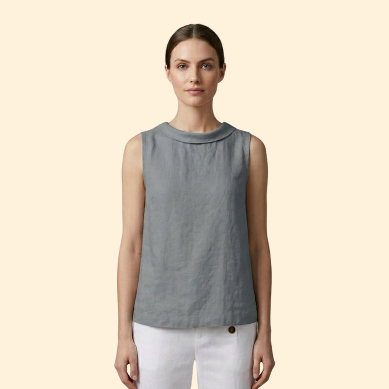 Women’s Sleeveless Top with Rolled Collar