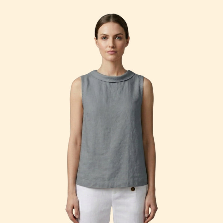 Women’s Sleeveless Top with Rolled Collar