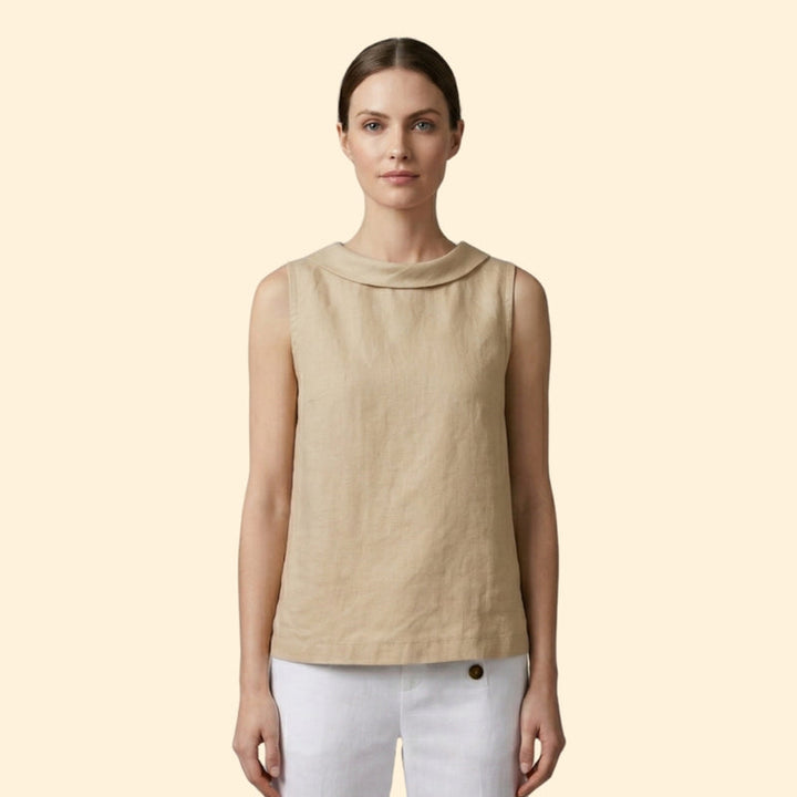 Women’s Sleeveless Top with Rolled Collar