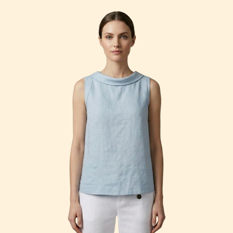 Women’s Sleeveless Top with Rolled Collar