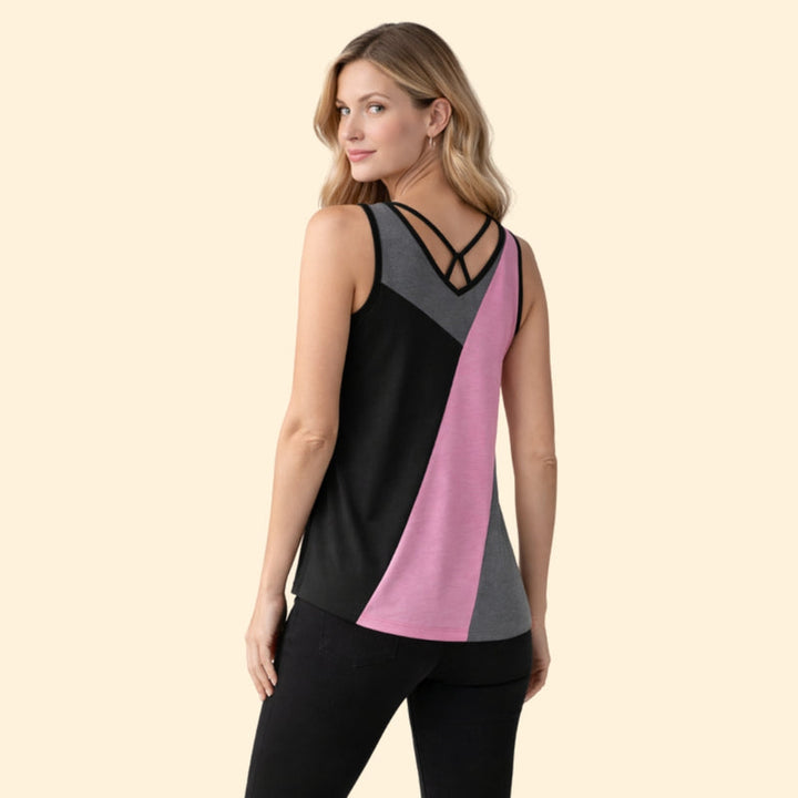 Women’s Sleeveless Top with Strappy V-Neck