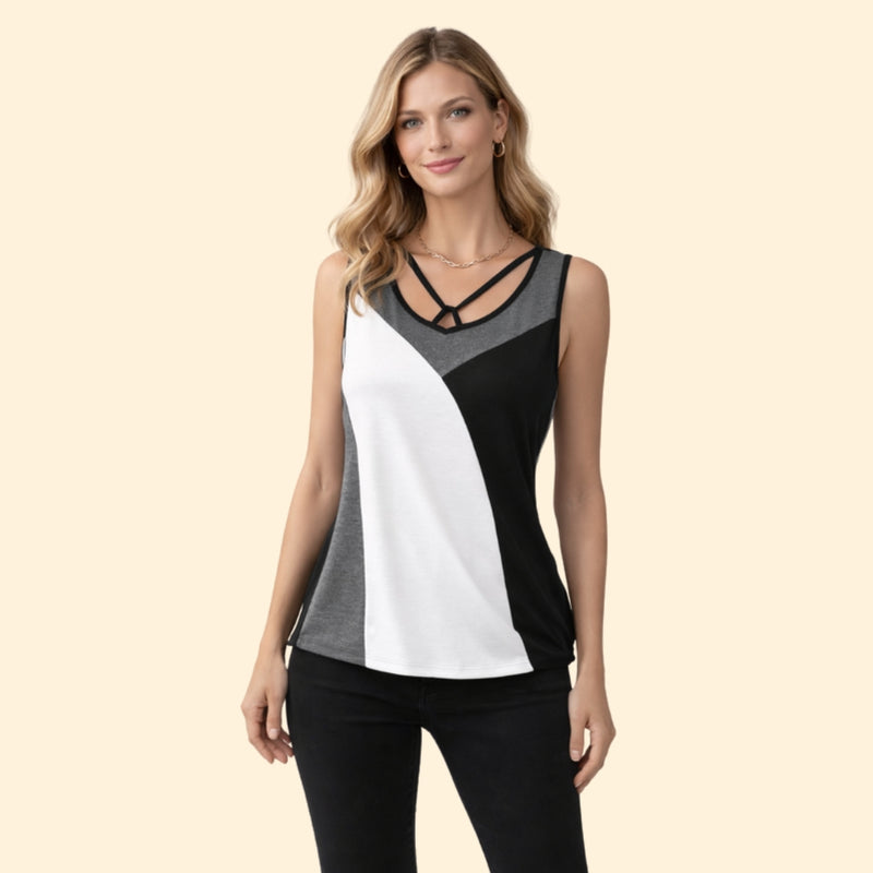 Women’s Sleeveless Top with Strappy V-Neck
