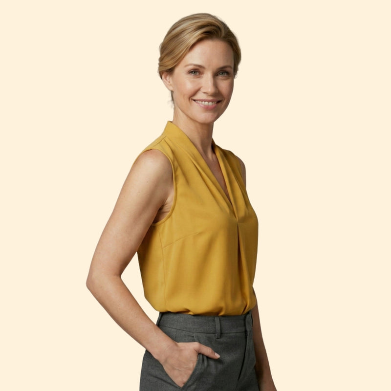 Women's Sleeveless Top with V-Neck Design