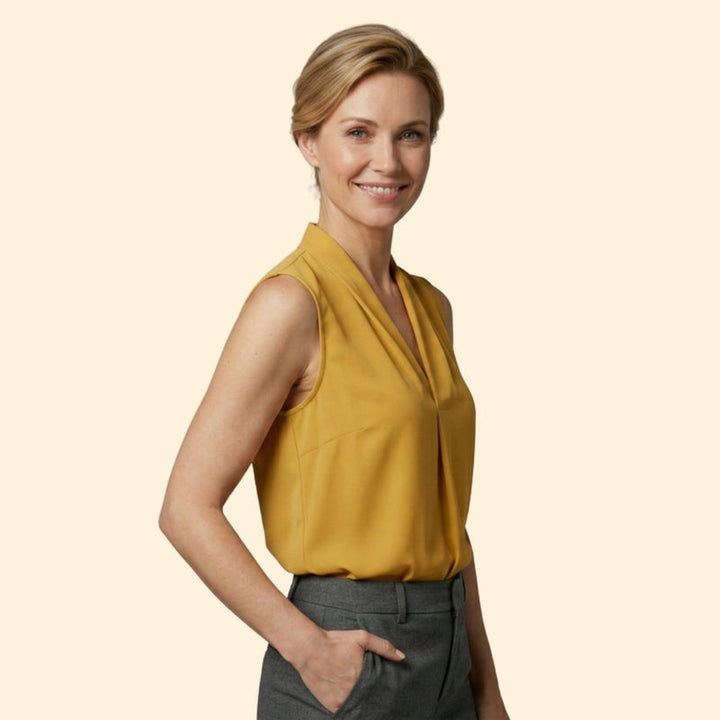 Women's Sleeveless Top with V-Neck Design