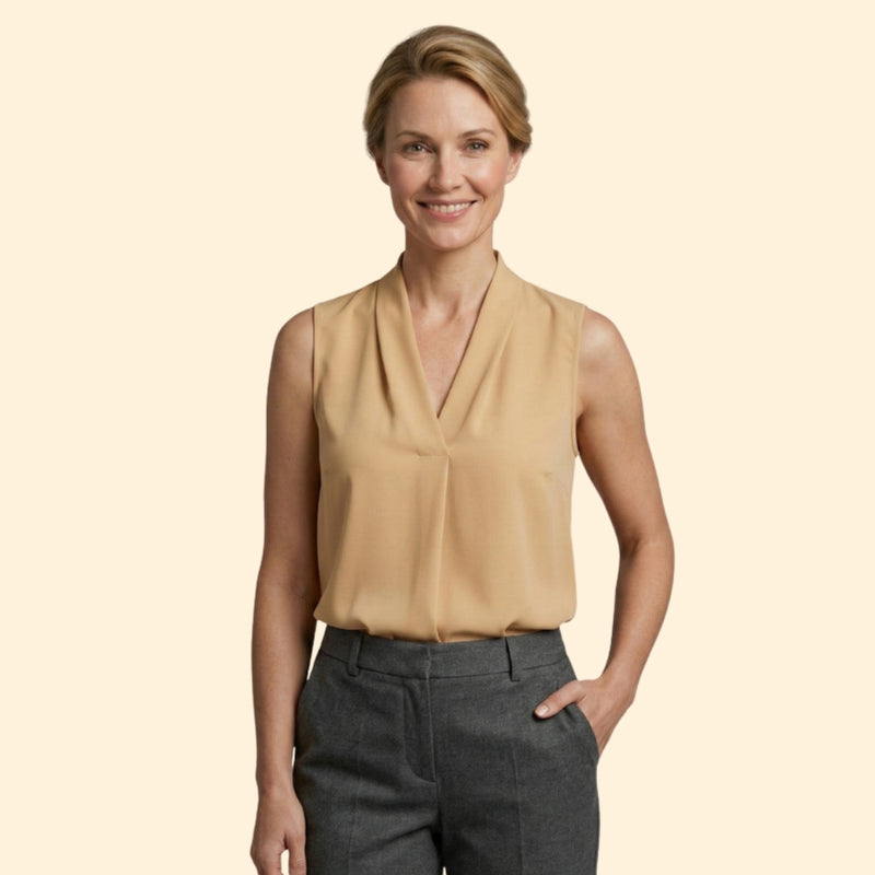 Women's Sleeveless Top with V-Neck Design