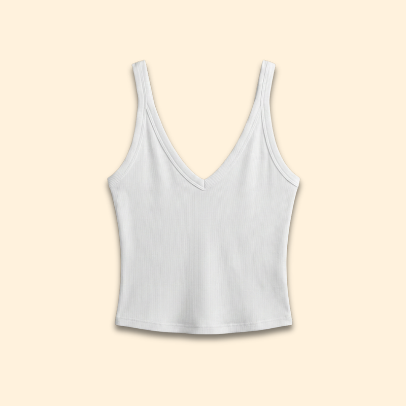 Casual Sleeveless Summer Top with V-Neck and Ribbed Stretch