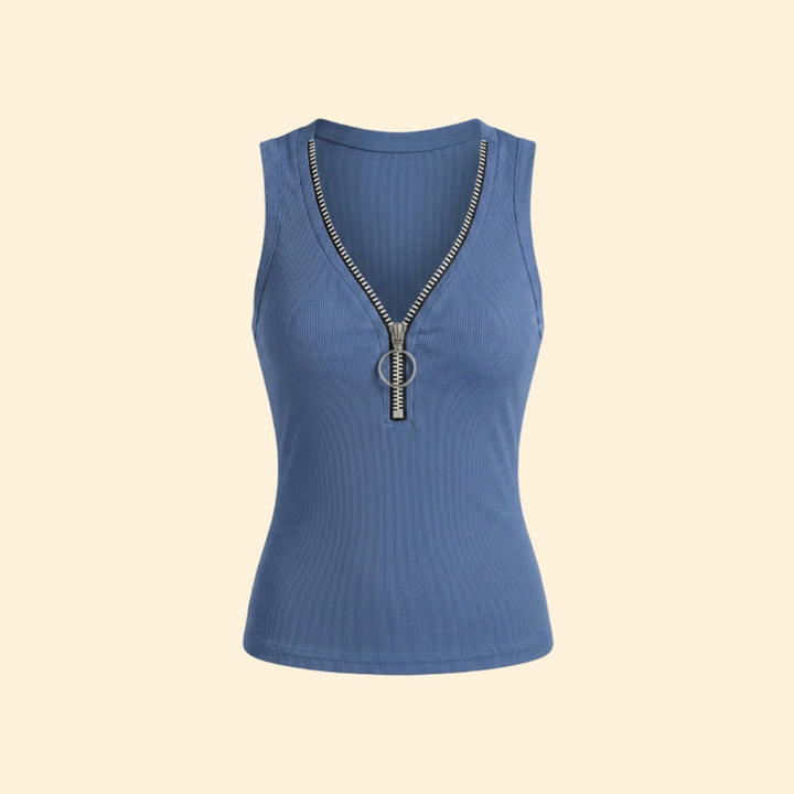 Women’s Sleeveless Top with Zipper Closure