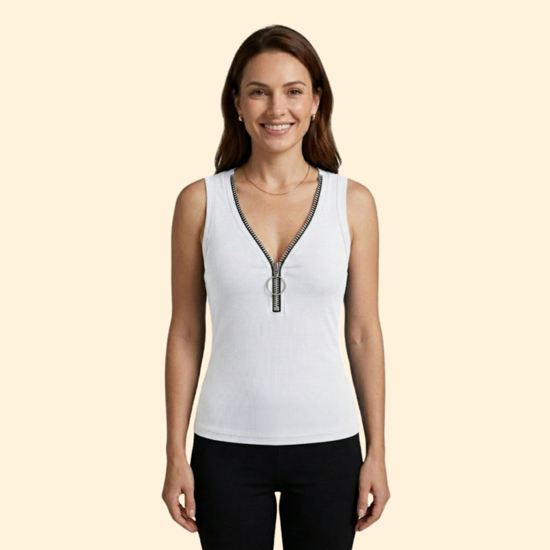 Women’s Sleeveless Top with Zipper Closure