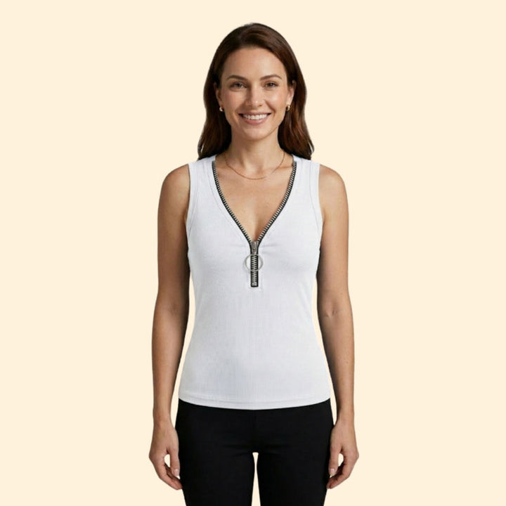 Women’s Sleeveless Top with Zipper Closure