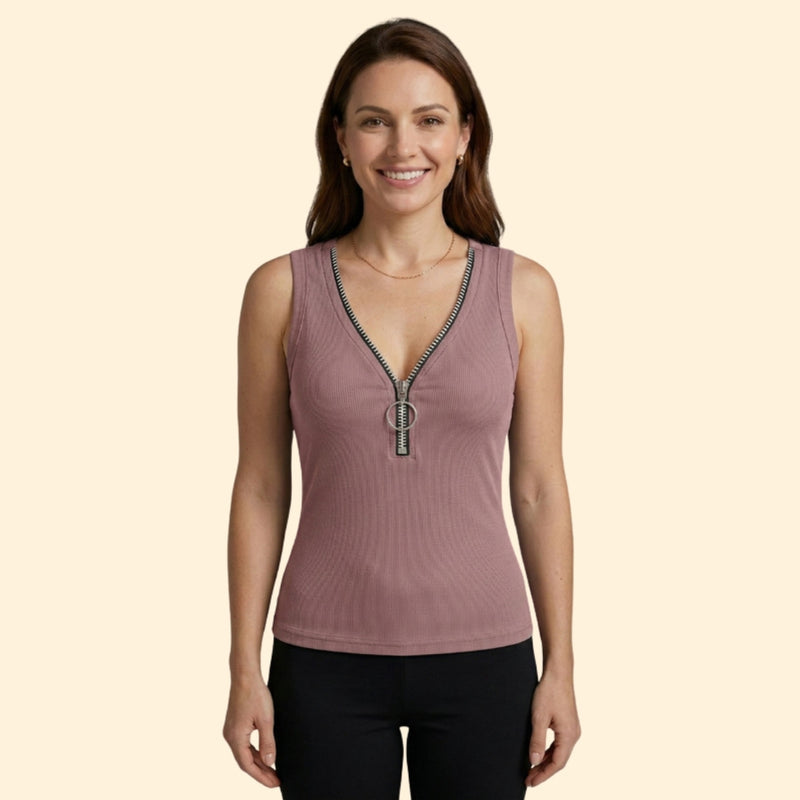 Women’s Sleeveless Top with Zipper Closure