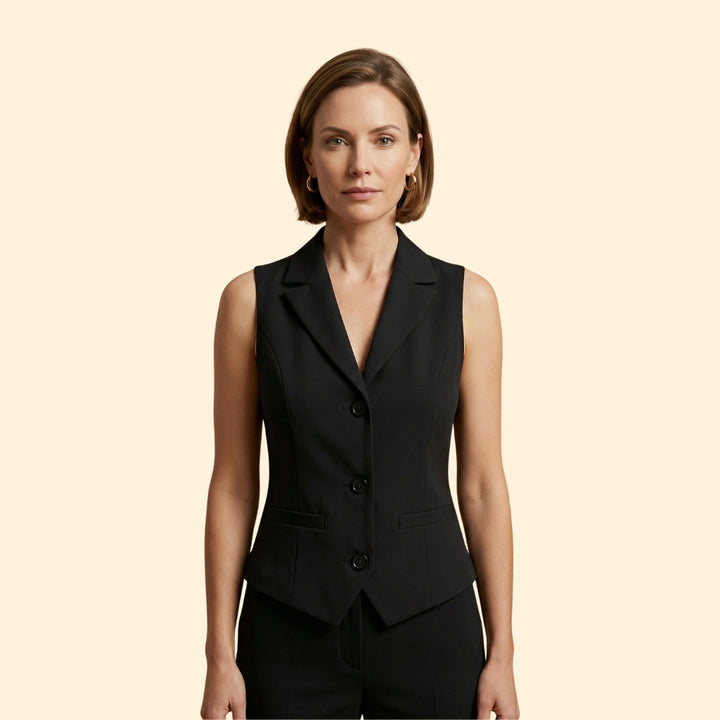 Women's Sleeveless Vest with Lapel Collar