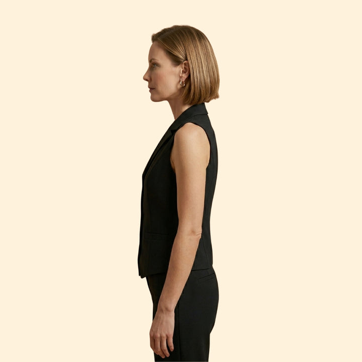 Women's Sleeveless Vest with Lapel Collar