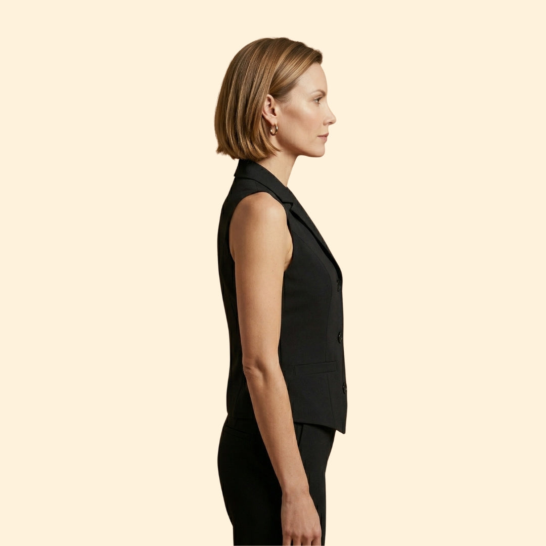 Women's Sleeveless Vest with Lapel Collar