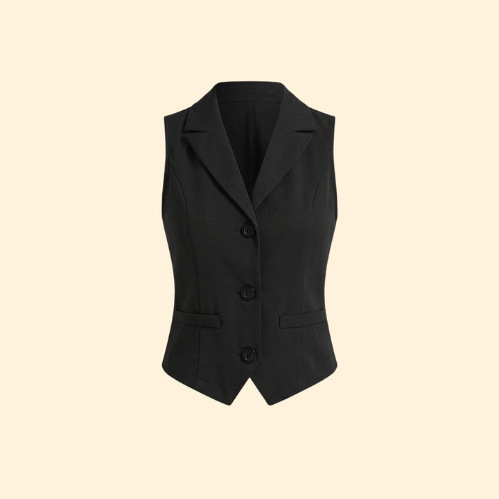 Women's Sleeveless Vest with Lapel Collar