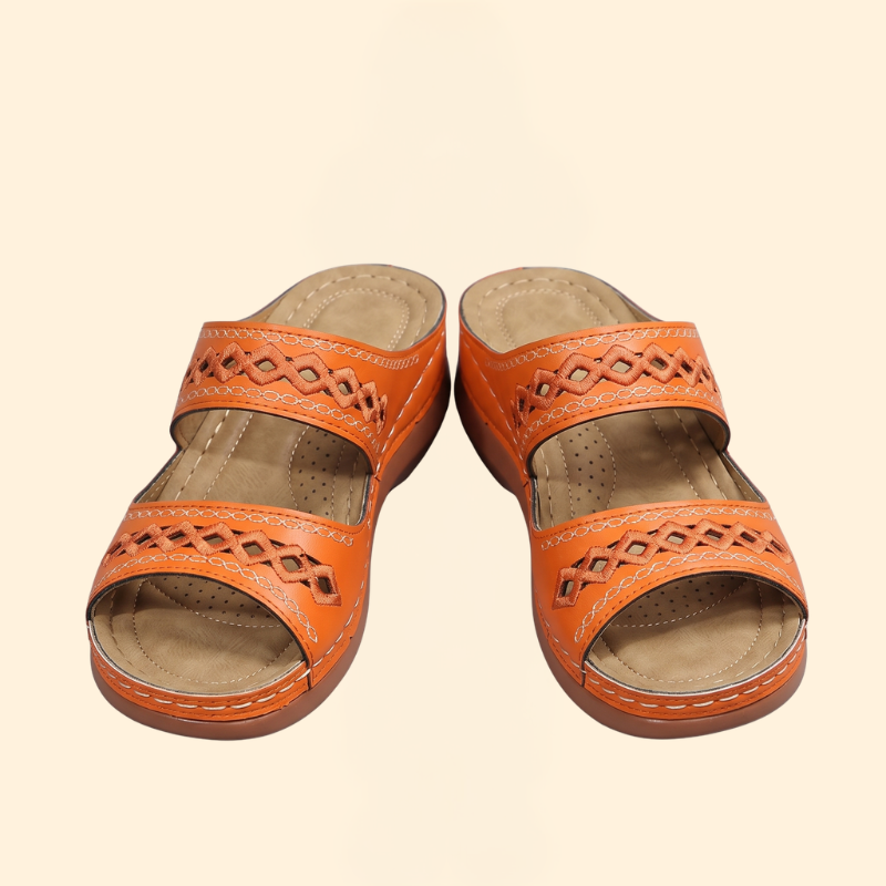 Women’s Slide Sandals with Embroidered Straps
