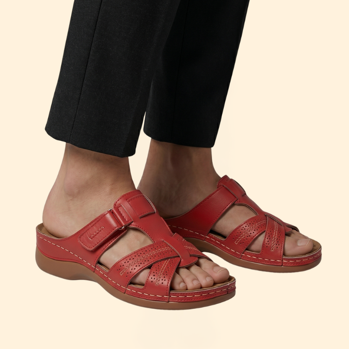 Women’s Slide Sandals with Perforated Straps