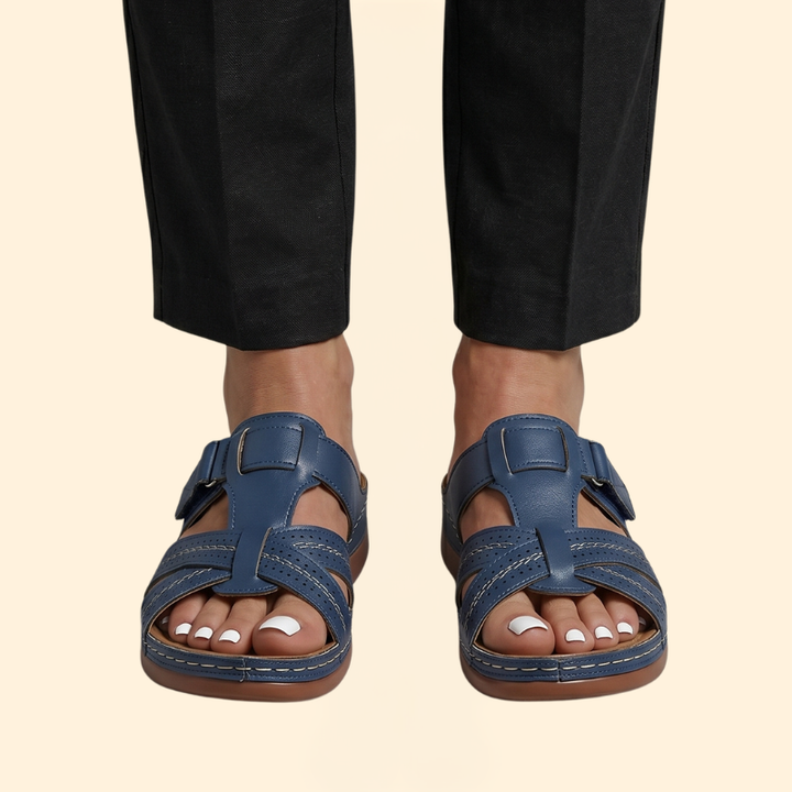Women’s Slide Sandals with Perforated Straps
