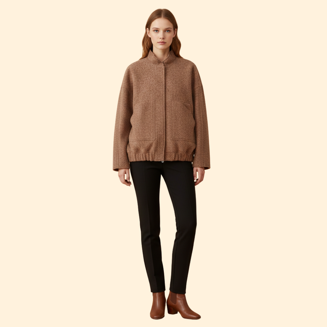 Women’s Oversized Bomber Jacket with Side Slip Pockets