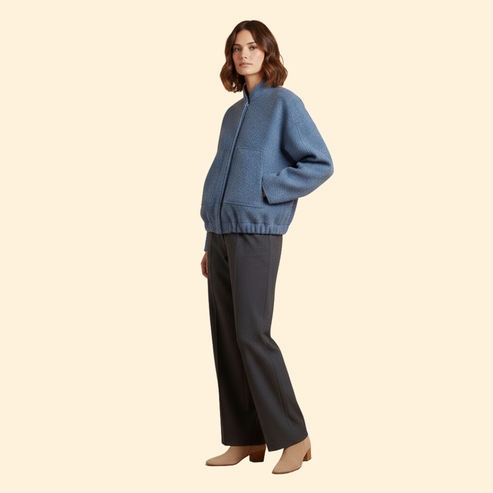 Women’s Oversized Bomber Jacket with Side Slip Pockets