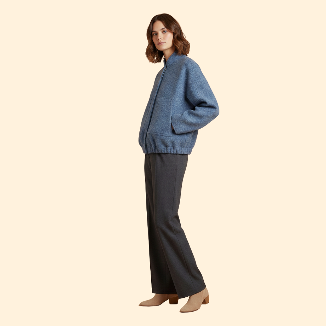 Women’s Oversized Bomber Jacket with Side Slip Pockets