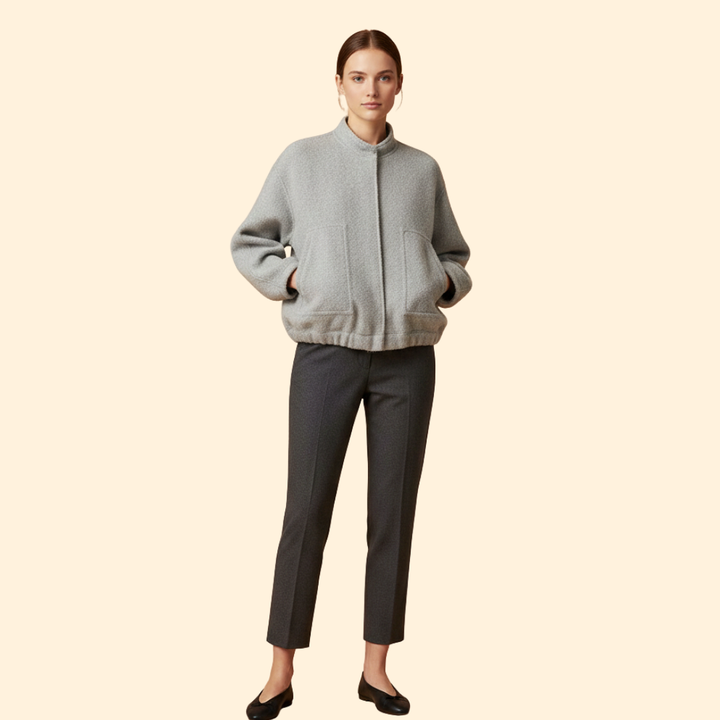 Women’s Oversized Bomber Jacket with Side Slip Pockets