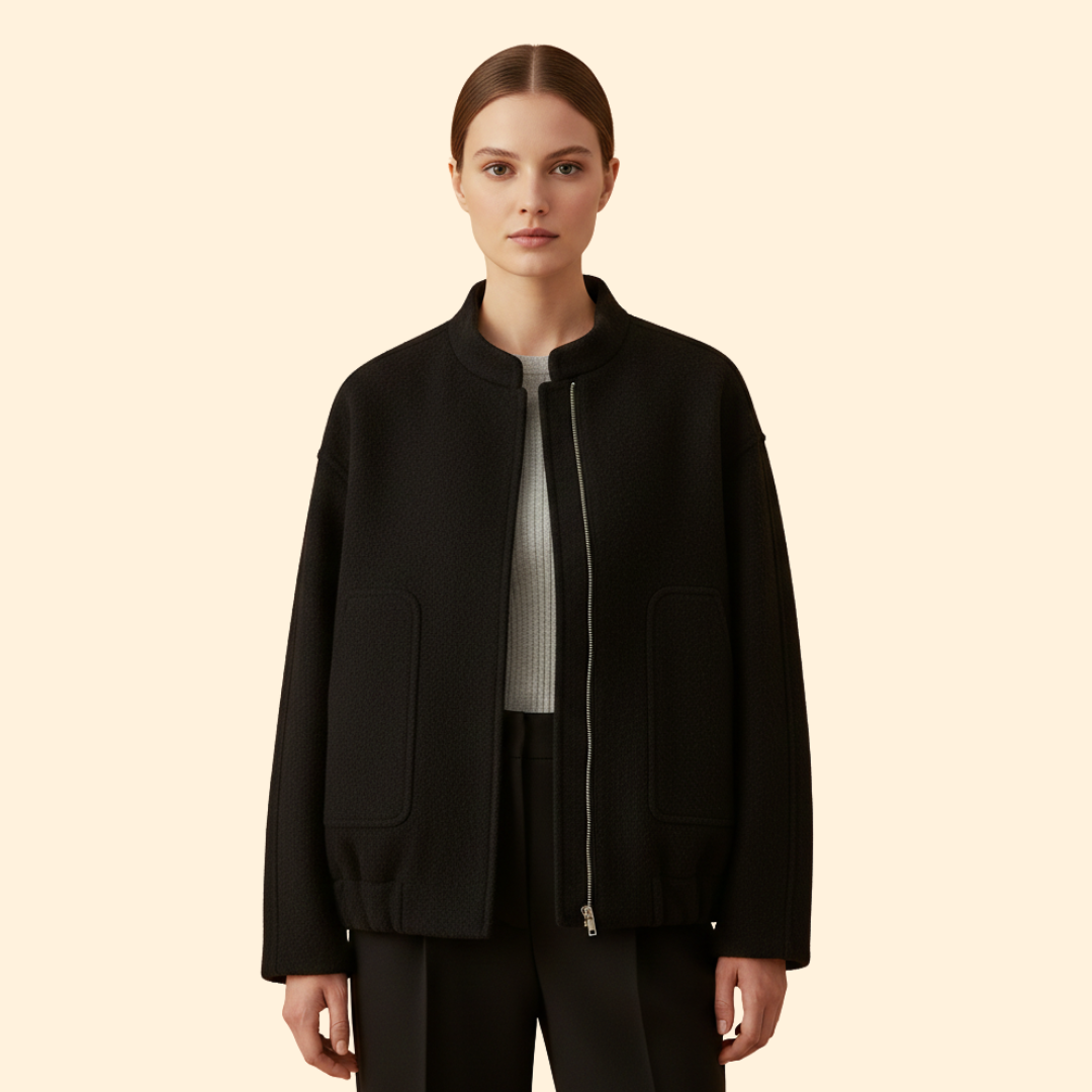 Women’s Oversized Bomber Jacket with Side Slip Pockets
