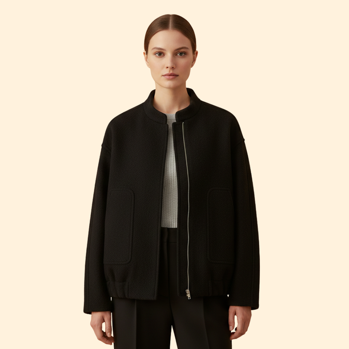 Women’s Oversized Bomber Jacket with Side Slip Pockets