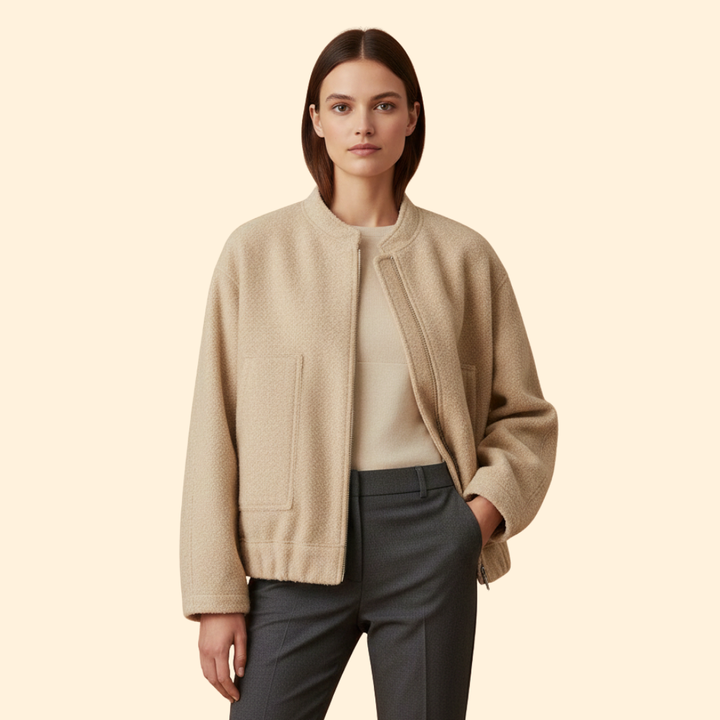 Women’s Oversized Bomber Jacket with Side Slip Pockets