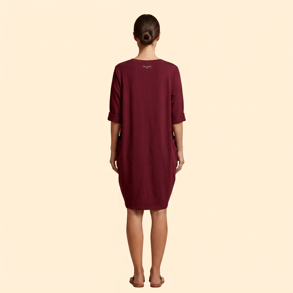 Women's Solid Dress with Round Neckline