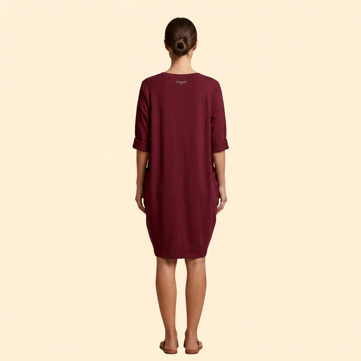 Women's Solid Dress with Round Neckline