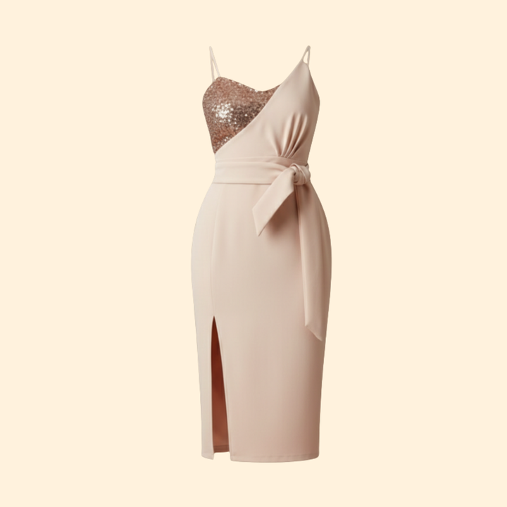 Women's Sparkling Asymmetrical Midi Dress