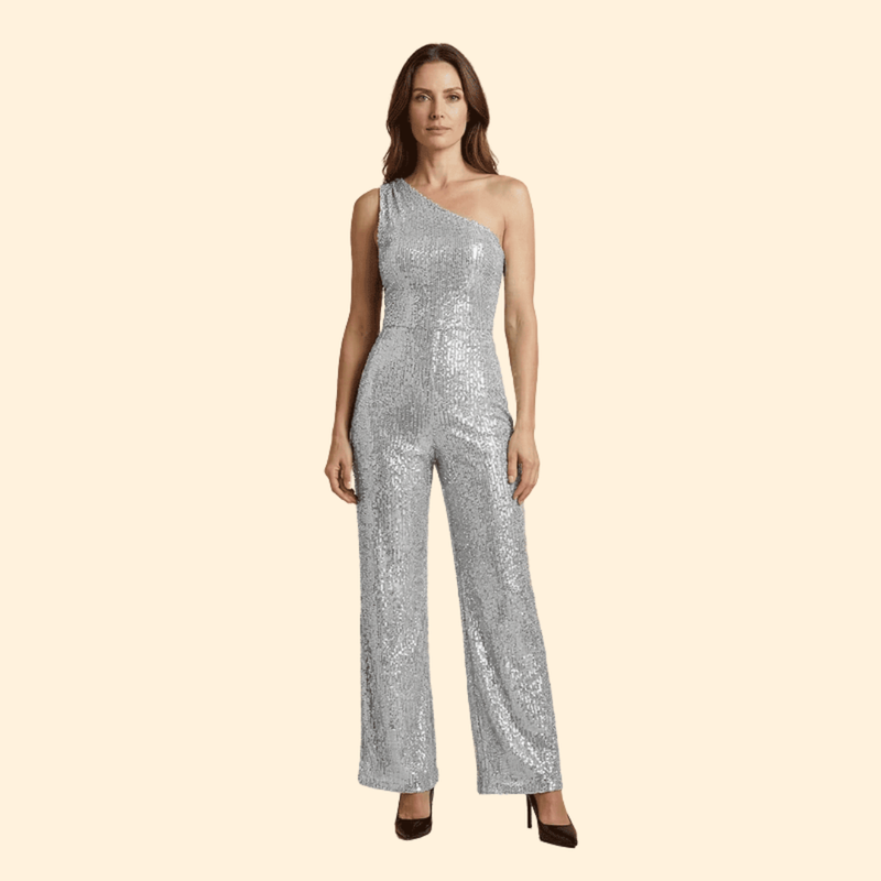 Women’s One-Shoulder Jumpsuit with Flared Legs