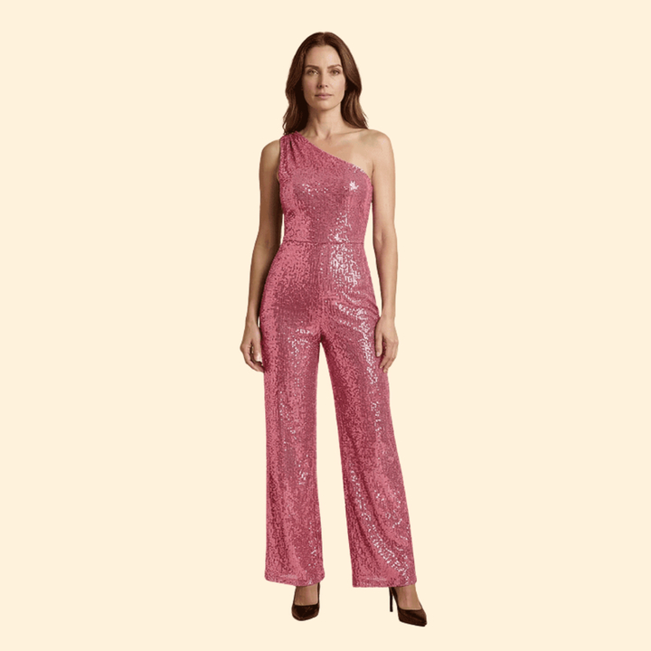 Women’s One-Shoulder Jumpsuit with Flared Legs