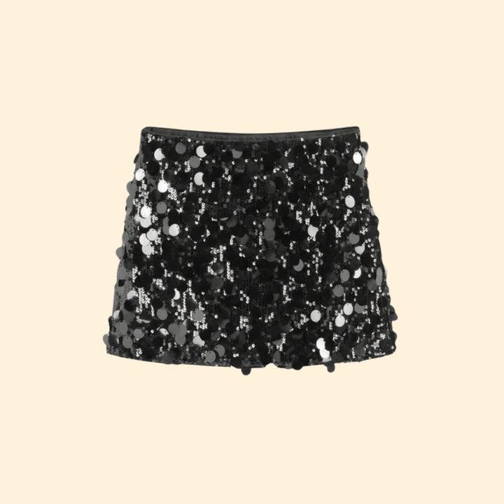 Women’s Sparkling Mini Skirt with High Waist