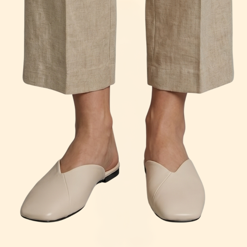 Women’s Square-Toe Mules with V-Cut