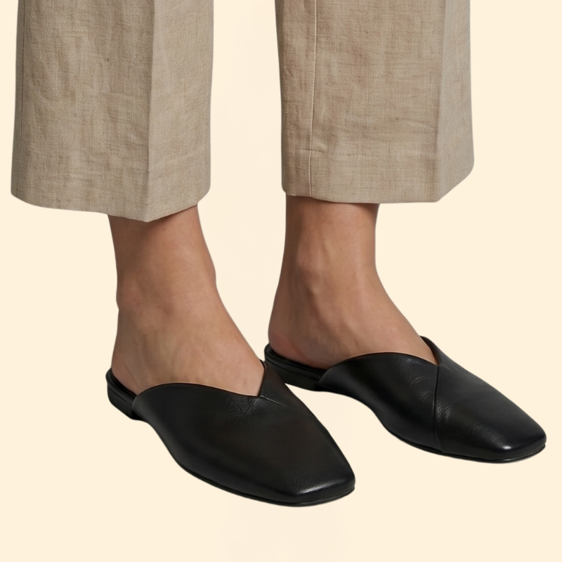 Women’s Square-Toe Mules with V-Cut
