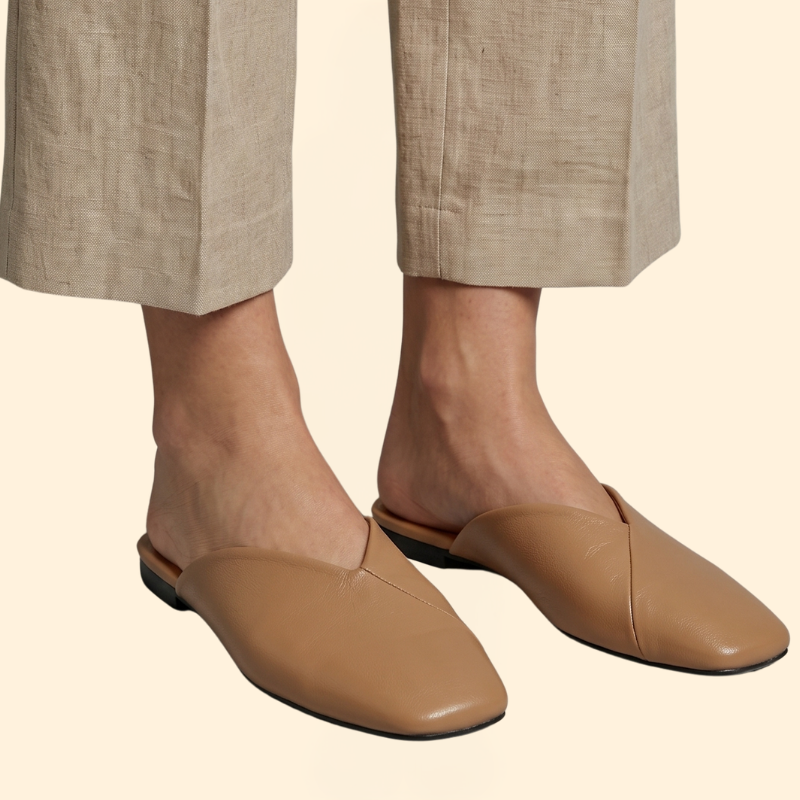 Women’s Square-Toe Mules with V-Cut