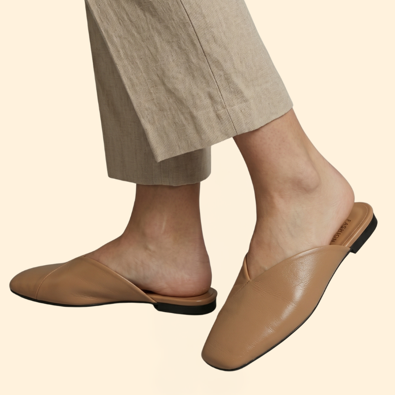 Women’s Square-Toe Mules with V-Cut